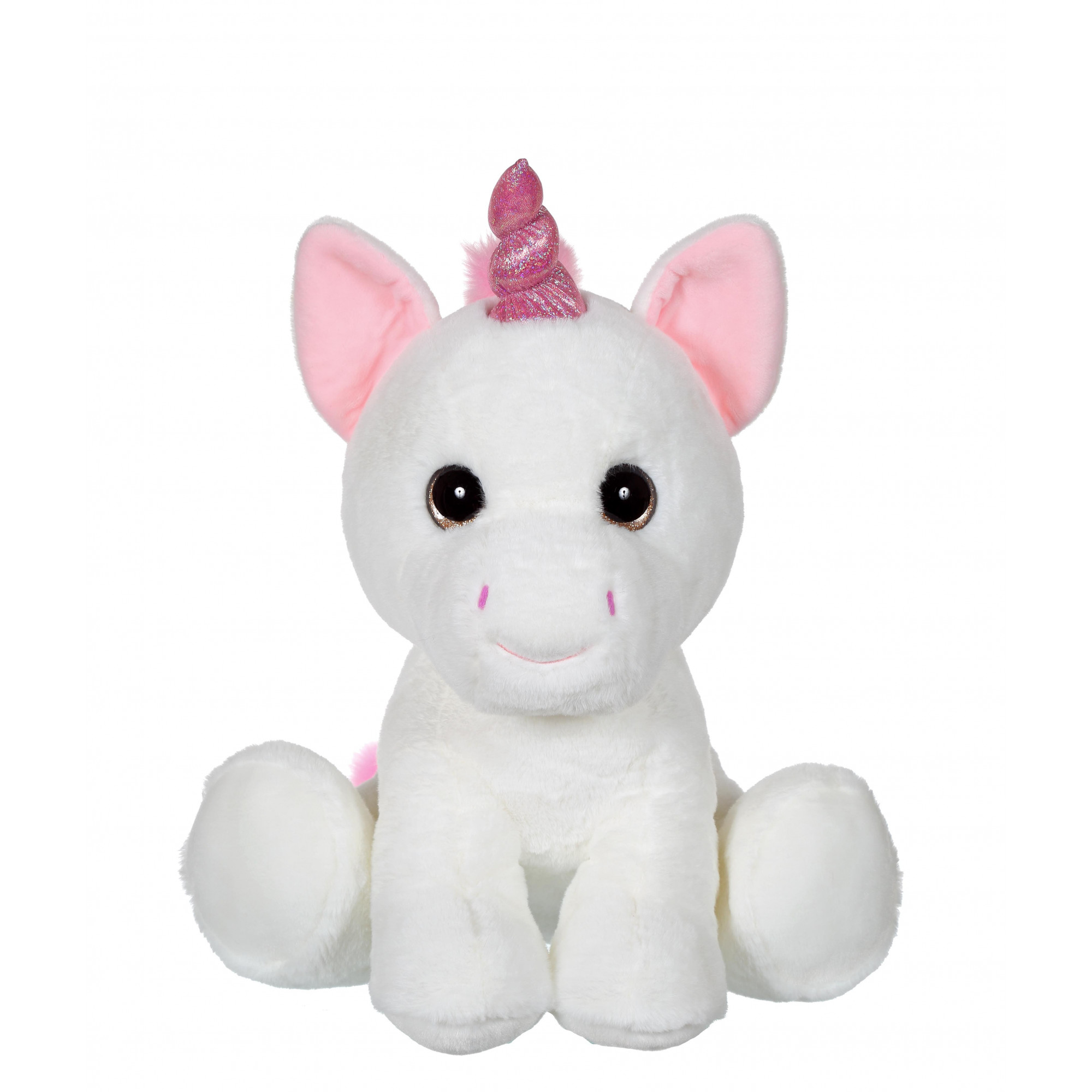 Peluche "Puppy Eyes Pets" Licorne blanche et rose - 40 cm