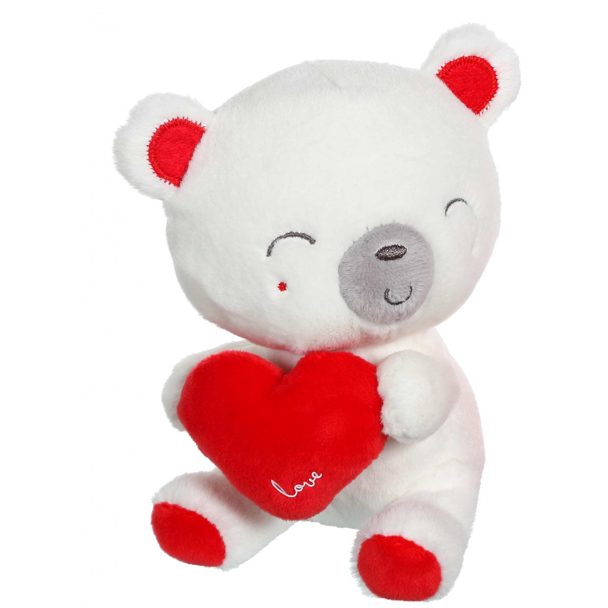 Gipsy Peluche ours coeur blanc rouge 22 cm