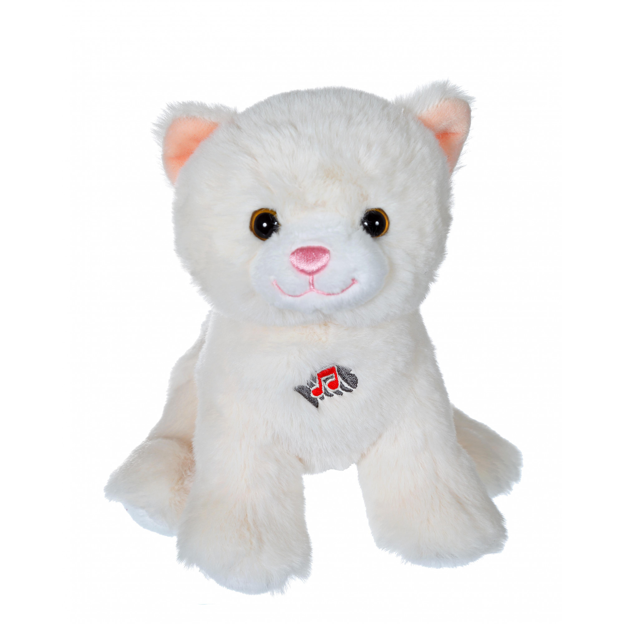 Peluche Chat Blanc 18 Cm Sonore