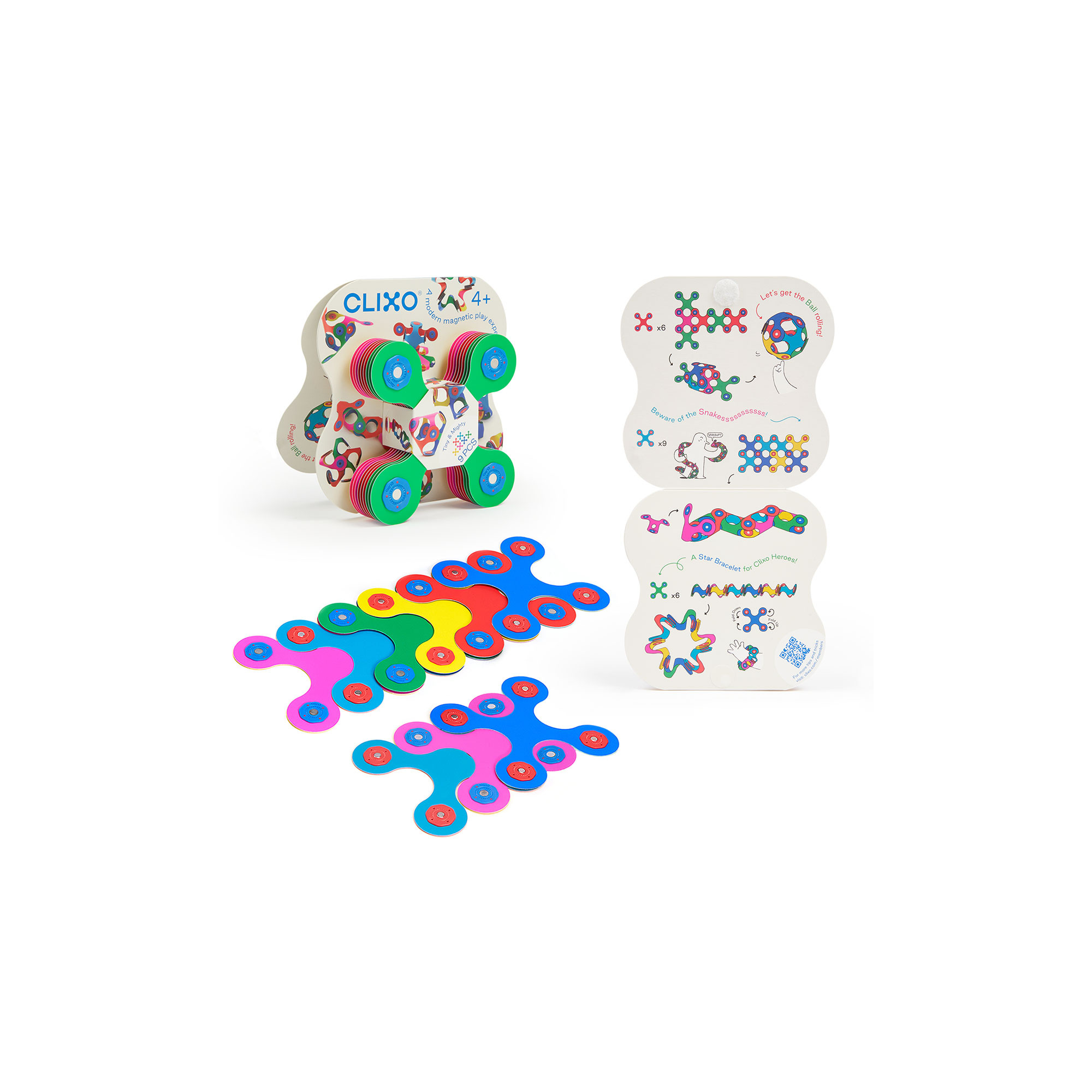 Tiny & Mighty Clixo - Jeu de construction magnétique, flexible, durable & imaginatif - 9 pièces - dès 4 ans