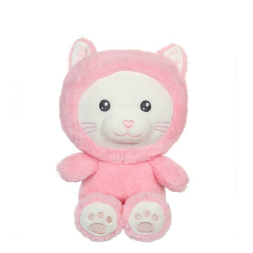 Peluche Chat "Hoody Pets" Rose Poudré - 24 cm