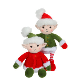 Peluche Lutin Dominante Verte, Détails Rouges - 18 cm