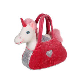 Peluche Sweety bag Licorne Blanche et Rose - Sac Rose - 18 cm