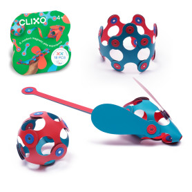 Itsy pack (rose/turquoise) Clixo - Jeu de construction magnétique, flexible, durable et imaginatif – 18 pièces - dès 4 ans