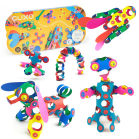 Rainbow Pack Clixo - Magnetic, Flexible, Durable and Imaginative Construction Set –30 pieces - From 4 years old