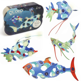 Ocean Creatures Clixo - Jeu de construction phosphorescent, magnétique, flexible, durable et imaginatif – 24 pièces – dès 6 ans