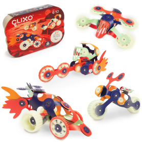 Mars Rovers - Clixo - Jeu de construction phosphorescent, magnétique, flexible, durable et imaginatif – 30 pièces – dès 6 ans